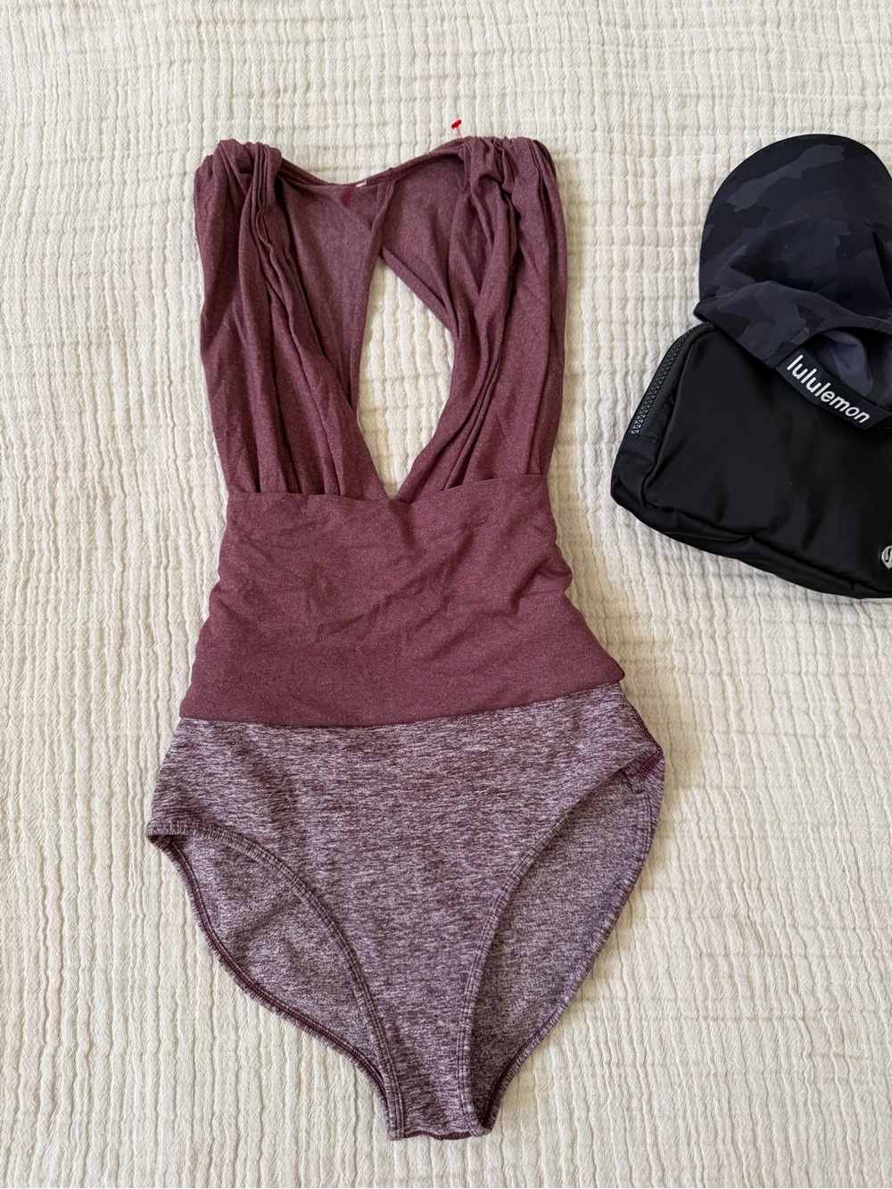 Open-Back One-Piece Swimsuit in Dusty Plum
